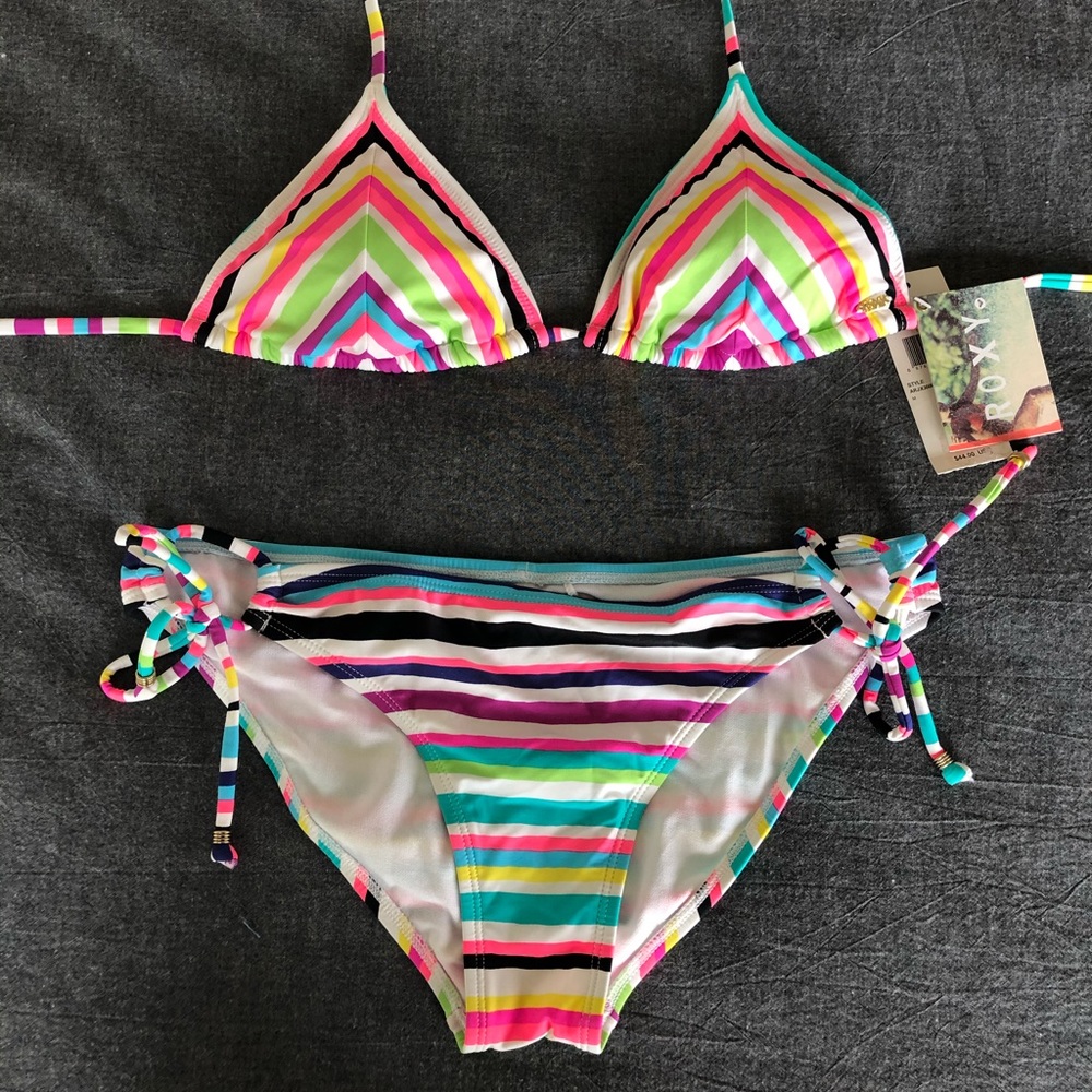 Roxy Striped Bikini NWT
